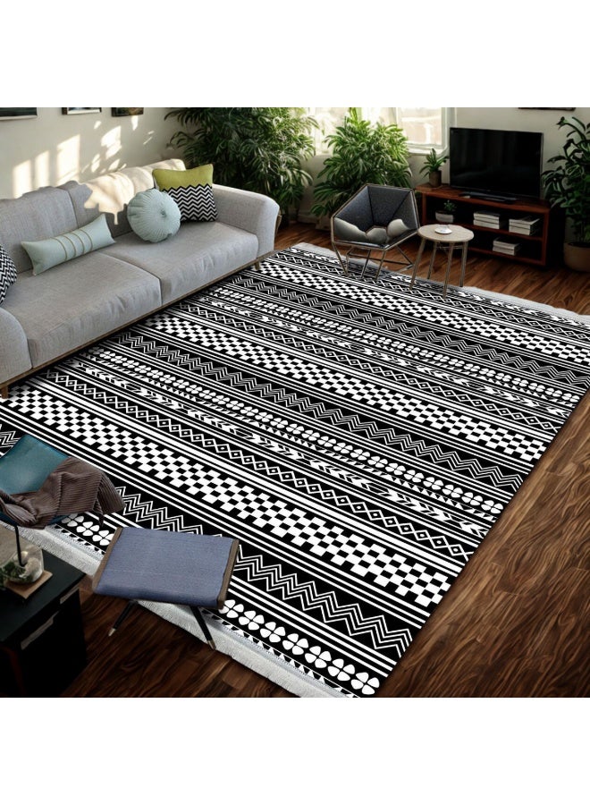 SMART HOME Large padded floor mat with a soft velvet surface and non-slip backing - Living room rug - Majlis rug - Lounge rug - Luxurious decorative rug - Elegant rug with modern patterns for living rooms and majlis - Size 350x250 cm - Suitable for everyday use and entertaining - Image 1